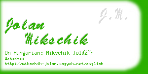 jolan mikschik business card